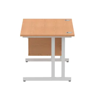 Impulse Cantilever Straight Desk With Single Fixed Pedestal