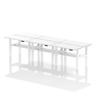 Air Back-to-Back Slimline Height Adjustable Bench Desk - 6 Person
