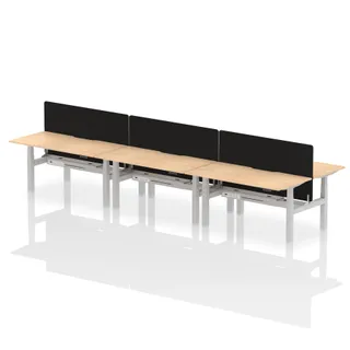 Air Back-to-Back Scalloped Edge Height Adjustable Bench Desk - 6 Person