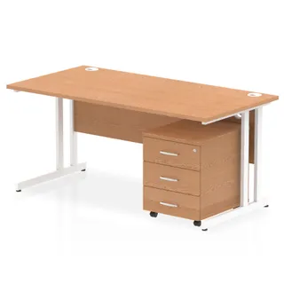 Impulse Cantilever Straight Desk With Mobile Pedestal
