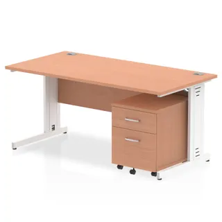 Impulse Cable Managed Straight Desk With Mobile Pedestal