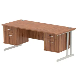 Impulse Cantilever Straight Desk With Two Fixed Pedestal
