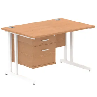 Impulse Cantilever Straight Desk With Single Fixed Pedestal
