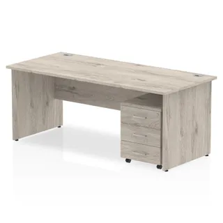 OE - Impulse Panel End Straight Desk With Mobile Pedestal
