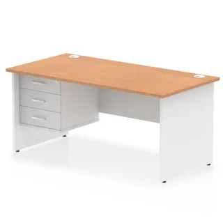 Impulse Panel End Straight Desk With Single Fixed Pedestal