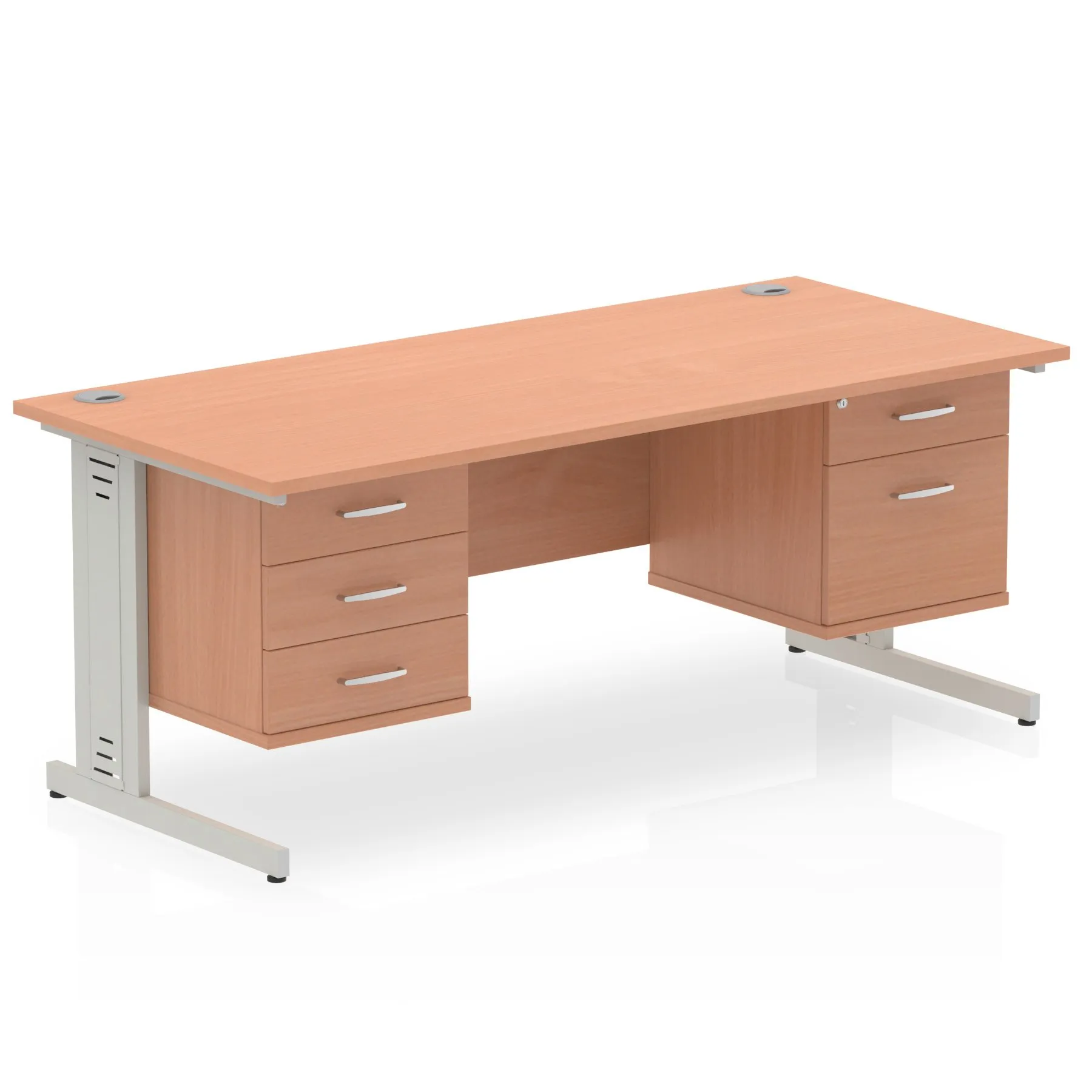 Impulse Cable Managed Straight Desk With Two Fixed Pedestal