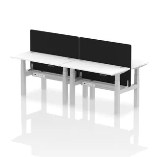 Air Back-to-Back Slimline Height Adjustable Bench Desk - 4 Person