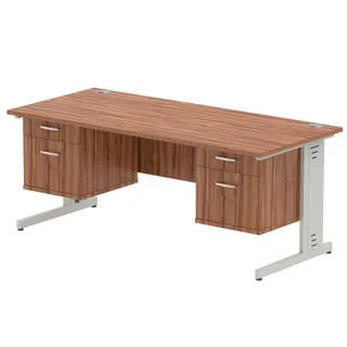 Impulse Cable Managed Straight Desk With Two Fixed Pedestal