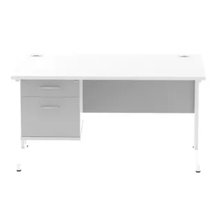 Impulse Cantilever Straight Desk With Single Fixed Pedestal