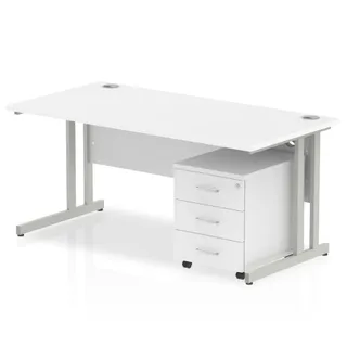 Impulse Cantilever Straight Desk With Mobile Pedestal