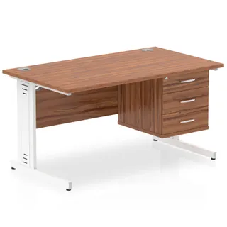 Impulse Cable Managed Straight Desk With Single Fixed Pedestal