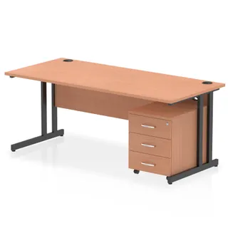 Impulse Cantilever Straight Desk With Mobile Pedestal