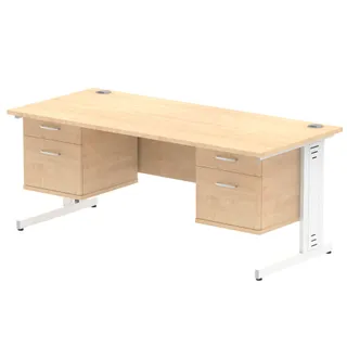 Impulse Cable Managed Straight Desk With Two Fixed Pedestal