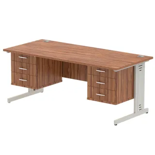 Impulse Cable Managed Straight Desk With Two Fixed Pedestal