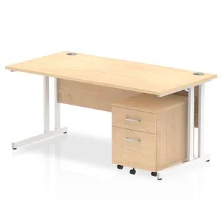 Impulse Cantilever Straight Desk With Mobile Pedestal