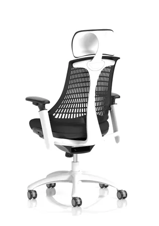 Flex Medium Back White Frame Task Operator Office Chair with Arms