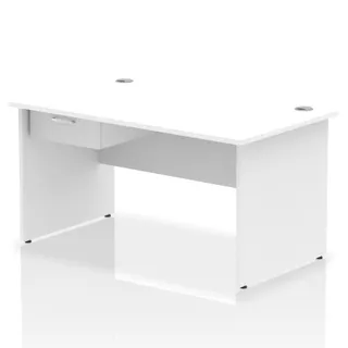 Impulse Panel End Straight Desk With Single One Drawer Fixed Pedestal