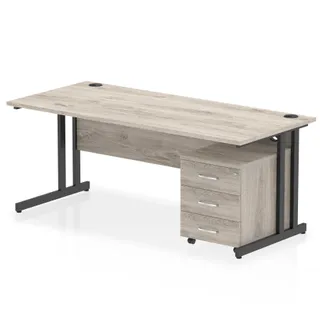 Impulse Cantilever Straight Desk With Mobile Pedestal