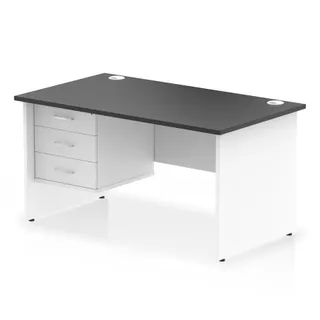 Impulse Panel End Straight Desk With Single Fixed Pedestal