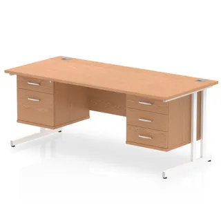 Impulse Cantilever Straight Desk With Two Fixed Pedestal