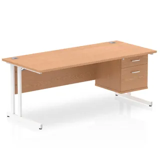 Impulse Cantilever Straight Desk With Single Fixed Pedestal