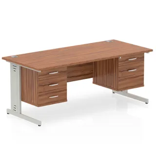 Impulse Cable Managed Straight Desk With Two Fixed Pedestal