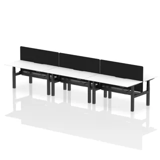 Air Back-to-Back Scalloped Edge Height Adjustable Bench Desk - 6 Person