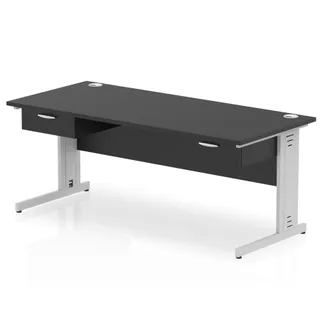 Impulse Cable Managed Straight Desk With Two One Drawer Fixed Pedestals