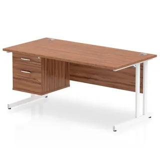 Impulse Cantilever Straight Desk With Single Fixed Pedestal