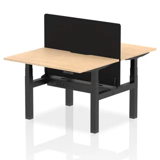 Air Back-to-Back Scalloped Edge Height Adjustable Bench Desk - 2 Person