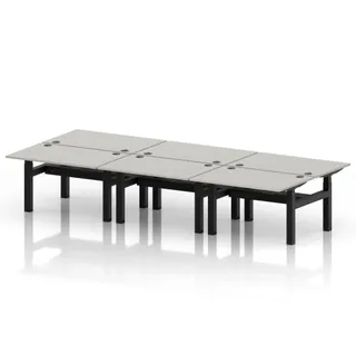 Air Back-to-Back Height Adjustable Bench Desk - 6 Person