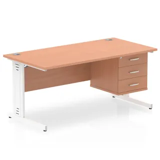 Impulse Cable Managed Straight Desk With Single Fixed Pedestal
