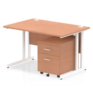 Impulse Cantilever Straight Desk With Mobile Pedestal