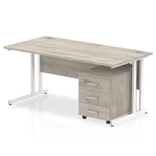 Impulse Cantilever Straight Desk With Mobile Pedestal