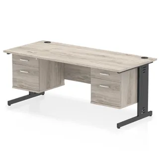 Impulse Cable Managed Straight Desk With Two Fixed Pedestal