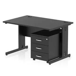 Impulse Cable Managed Straight Desk With Mobile Pedestal