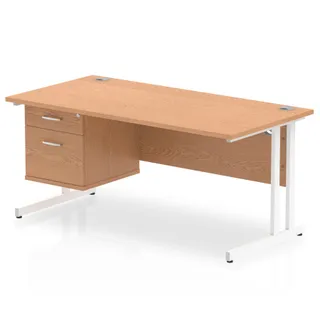 Impulse Cantilever Straight Desk With Single Fixed Pedestal