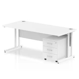 Impulse Cantilever Straight Desk With Mobile Pedestal