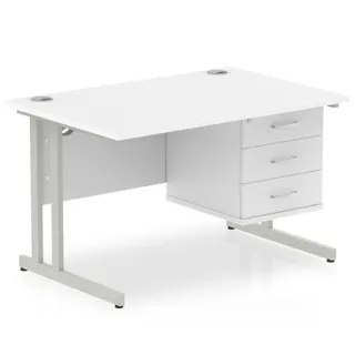 Impulse Cantilever Straight Desk With Single Fixed Pedestal