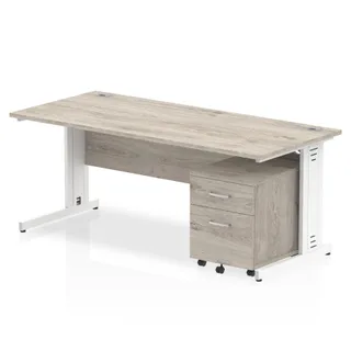 Impulse Cable Managed Straight Desk With Mobile Pedestal