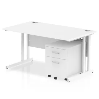 Impulse Cantilever Straight Desk With Mobile Pedestal