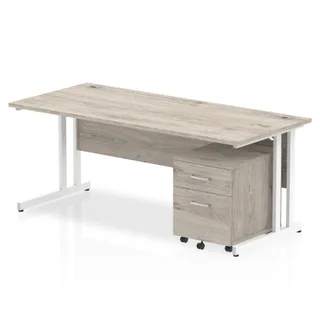 Impulse Cantilever Straight Desk With Mobile Pedestal