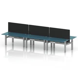 Air Back-to-Back Height Adjustable Bench Desk - 6 Person