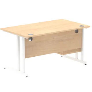 Impulse Cantilever Straight Desk With Single Fixed Pedestal