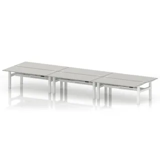 Air Back-to-Back Height Adjustable Bench Desk - 6 Person