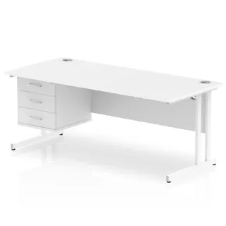 Impulse Cantilever Straight Desk With Single Fixed Pedestal