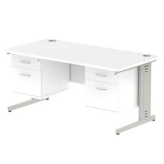 Impulse Cable Managed Straight Desk With Two Fixed Pedestal
