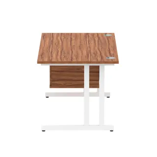 Impulse Cantilever Straight Desk With Single Fixed Pedestal