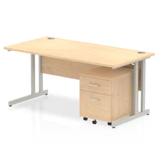 Impulse Cantilever Straight Desk With Mobile Pedestal