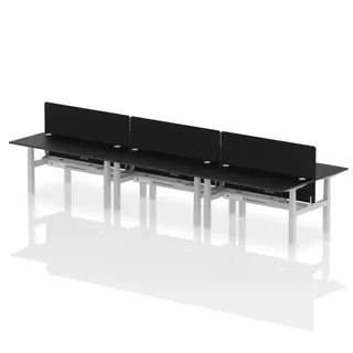 Air Back-to-Back Height Adjustable Bench Desk - 6 Person